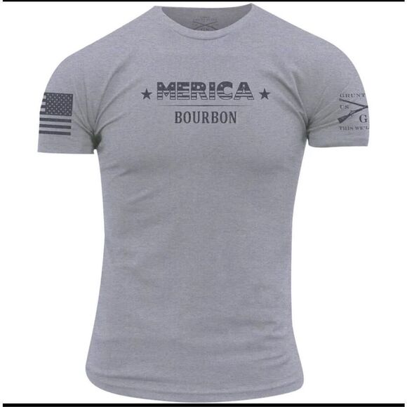 Grunt Style Merica Bourbon Basic T-Shirt - Light Gray - Picture 1 of 9